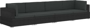 vidaXL 4 częściowa sofa ogrodowa, poduszki, rattan PE, czarna (47271) 2