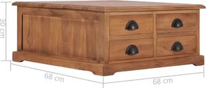 vidaXL Stolik kawowy, 68 x 68 x 30 cm, lite drewno tekowe 7