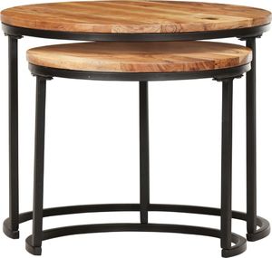 vidaXL Stoliki wsuwane pod siebie, 2 szt., lite drewno akacjowe 2