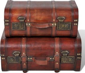 vidaXL Drewniane kufry vintage, brązowe, 2 szt. 2