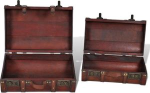 vidaXL Drewniane kufry vintage, brązowe, 2 szt. 5