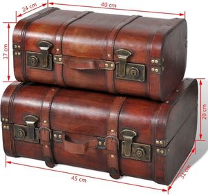 vidaXL Drewniane kufry vintage, brązowe, 2 szt. 7