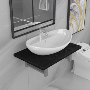 Umywalka vidaXL Dwuczęściowy zestaw mebli do łazienki, ceramiczny, czarny 1