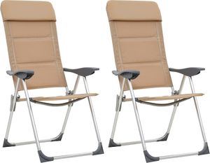 vidaXL Krzesła turystyczne, 2 szt., kremowe, 58x69x111 cm, aluminium (44314) 1