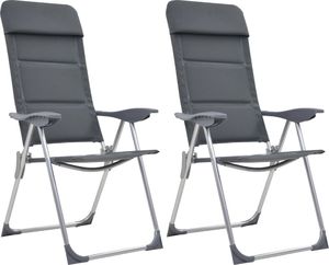 vidaXL Krzesła turystyczne, 2 szt., 58 x 69 x 111 cm, aluminium, szare (44312) 1