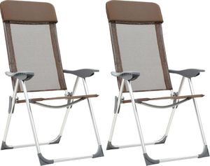 vidaXL Składane krzesła turystyczne, 2 szt., brązowe, aluminiowe (44310) 1
