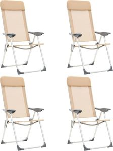 vidaXL Składane krzesła turystyczne, 4 szt., kremowe, aluminiowe (44309) 1