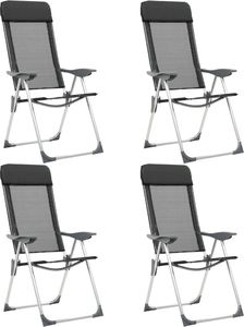 vidaXL Składane krzesła turystyczne, 4 szt., czarne, aluminiowe (44308) 1