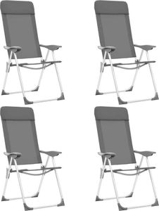 vidaXL Składane krzesła turystyczne, 4 szt., szare, aluminiowe (44307) 1