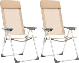 vidaXL Składane krzesła turystyczne, 2 szt., kremowe, aluminiowe (44306) 1
