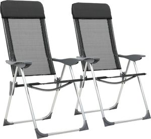 vidaXL Składane krzesła turystyczne, 2 szt., czarne, aluminiowe (44305) 1