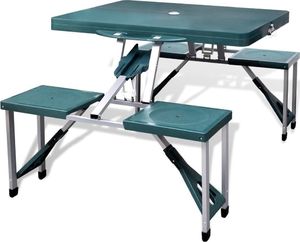 vidaXL Zestaw kempingowy stół + krzesła aluminium kolor zielony 1