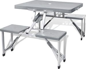 vidaXL Zestaw kempingowy stół + krzesła aluminium kolor szary 1