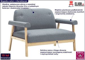 Elior Tapicerowana sofa 2-osobowa Eureka 2G - jasny szary 3