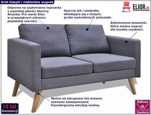 Elior Sofa dwuosobowa Lavinia 3S - ciemny szary 3