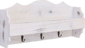 vidaXL Wieszak ścienny na płaszcze, biały, 50x10x23 cm, drewniany 1