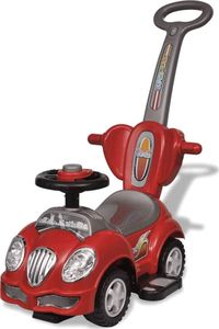 vidaXL Czerwony samochód-jeździk z drążkiem do pchania 4