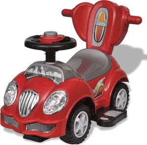 vidaXL Czerwony samochód-jeździk z drążkiem do pchania 5
