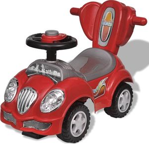 vidaXL Czerwony samochód-jeździk z drążkiem do pchania 6