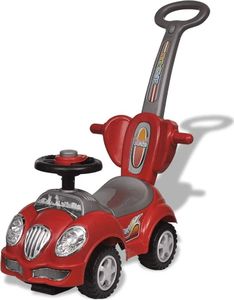 vidaXL Czerwony samochód-jeździk z drążkiem do pchania 7