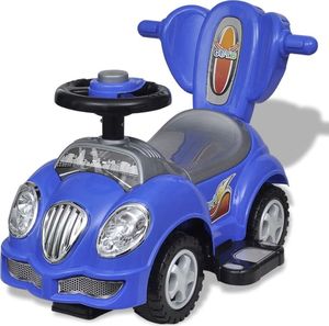 vidaXL Niebieski samochód jeździk z drążkiem do pchania 3