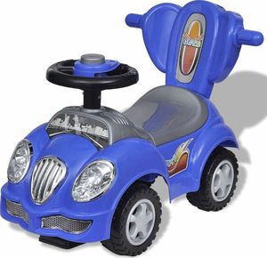 vidaXL Niebieski samochód jeździk z drążkiem do pchania 4