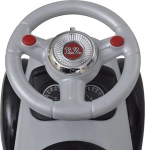 vidaXL Samochód jeździk retro z drążkiem do pchania szary 8