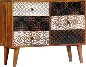 vidaXL Szafka z nadrukiem, 90 x 30 x 70 cm, lite drewno mango 2