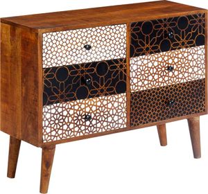 vidaXL Szafka z nadrukiem, 90 x 30 x 70 cm, lite drewno mango 6