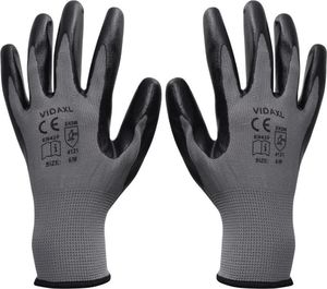 vidaXL rękawice robocze nitrylowe 24 pary szaro-czarne rozmiar 10/XL (131377) 1