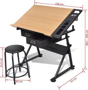 Biurko vidaXL 20087 Jasnobrązowe 118 cm x 62 cm 8