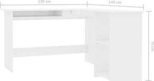 Biurko vidaXL 800753 Białe 140 cm x 120 cm 6