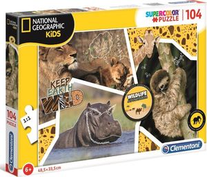 Clementoni Puzzle 104 elementy Dzikie Zwierzęta (27143) 1