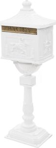 vidaXL Skrzynka na listy na słupku, w stylu vintage, aluminiowa, biała 2