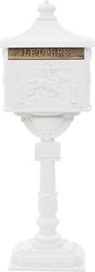 vidaXL Skrzynka na listy na słupku, w stylu vintage, aluminiowa, biała 3