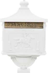 vidaXL Skrzynka na listy na słupku, w stylu vintage, aluminiowa, biała 4