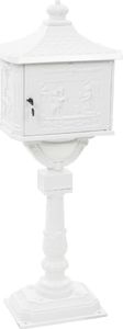 vidaXL Skrzynka na listy na słupku, w stylu vintage, aluminiowa, biała 7