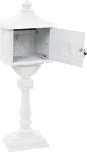 vidaXL Skrzynka na listy na słupku, w stylu vintage, aluminiowa, biała 8