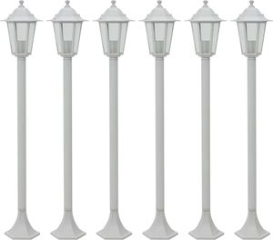 vidaXL Lampy ogrodowe, 110 cm, E27, aluminium, 6 szt., białe 1