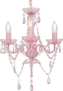 Lampa wisząca vidaXL Żyrandol z koralikami, różowy, okrągły, 3 żarówki E14 1