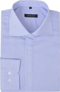 vidaXL Męska koszula biznesowa biała w błękitne paski rozmiar L 1