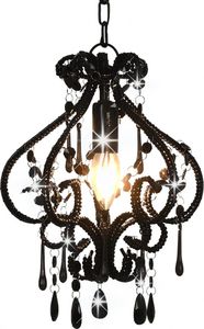 Lampa wisząca vidaXL Lampa sufitowa z koralikami, czarna, okrągła, E14 1