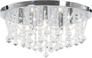 Lampa sufitowa vidaXL Lampa sufitowa z kryształkami i koralikami, srebrna, okrągła (281583) - 281583 1