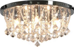 Lampa sufitowa vidaXL Lampa sufitowa z kryształkami i koralikami, srebrna, okrągła (281583) - 281583 6