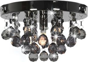 Lampa sufitowa vidaXL Lampa sufitowa z przydymionymi koralikami, czarna, okrągła, G9 4
