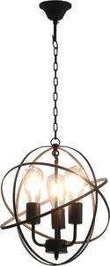 Lampa wisząca vidaXL Lampa wisząca, czarna, sferyczna, 3 żarówki E27 3