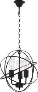 Lampa wisząca vidaXL Lampa wisząca, czarna, sferyczna, 3 żarówki E27 4