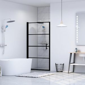 vidaXL Drzwi prysznicowe, hartowane szkło, 91 x 195 cm, czarne 1