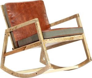 vidaXL Fotel bujany, brązowy, skóra naturalna i lite drewno mango 8