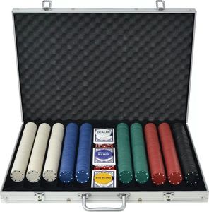 vidaXL Zestaw do pokera 1000 żetonów, aluminium 1